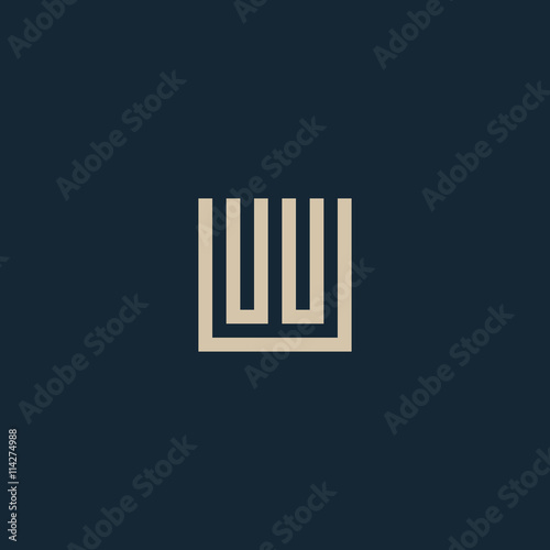 Unusual geometric letter W. Architecture vector logo. Isolated monogram.
