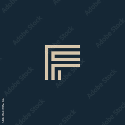 Unusual geometric letter F. Architecture vector logo. Isolated monogram.