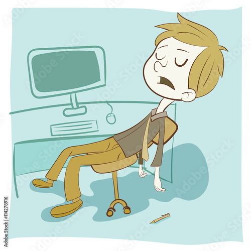 cartoon exhausted employee