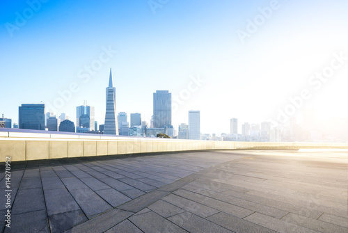 empty floor with cityscape and skyline of san francisco © zhu difeng