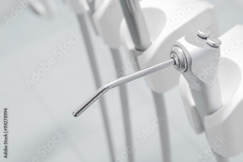 Different dental instruments and tools in a dentists office, specialized equipment to treat all types of dental diseases in the office.