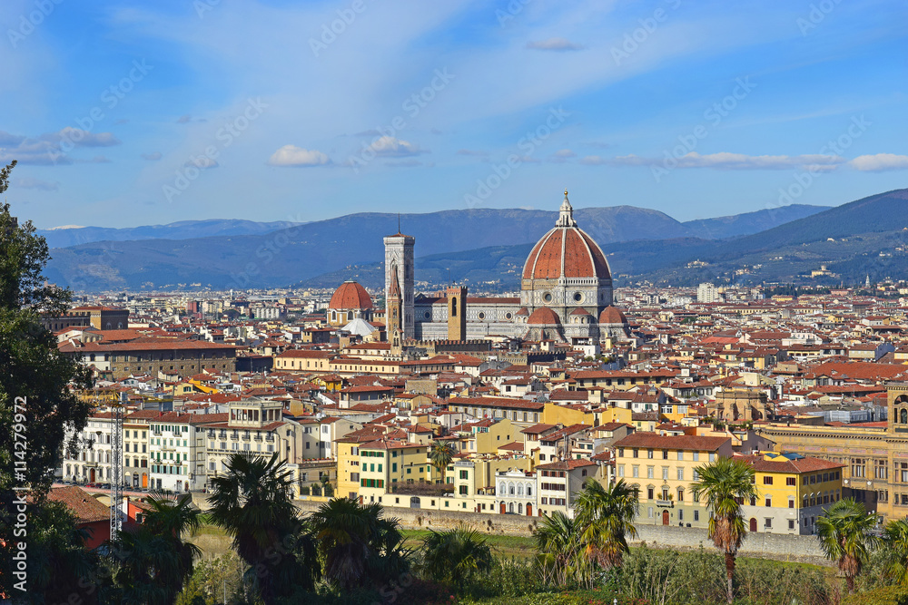 panoramic view of old Florence from Piazzale Michelangelo, Tuscany, Italy