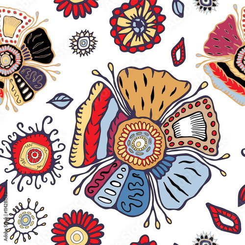 stock vector seamless flower, doodle pattern. abstract art backg