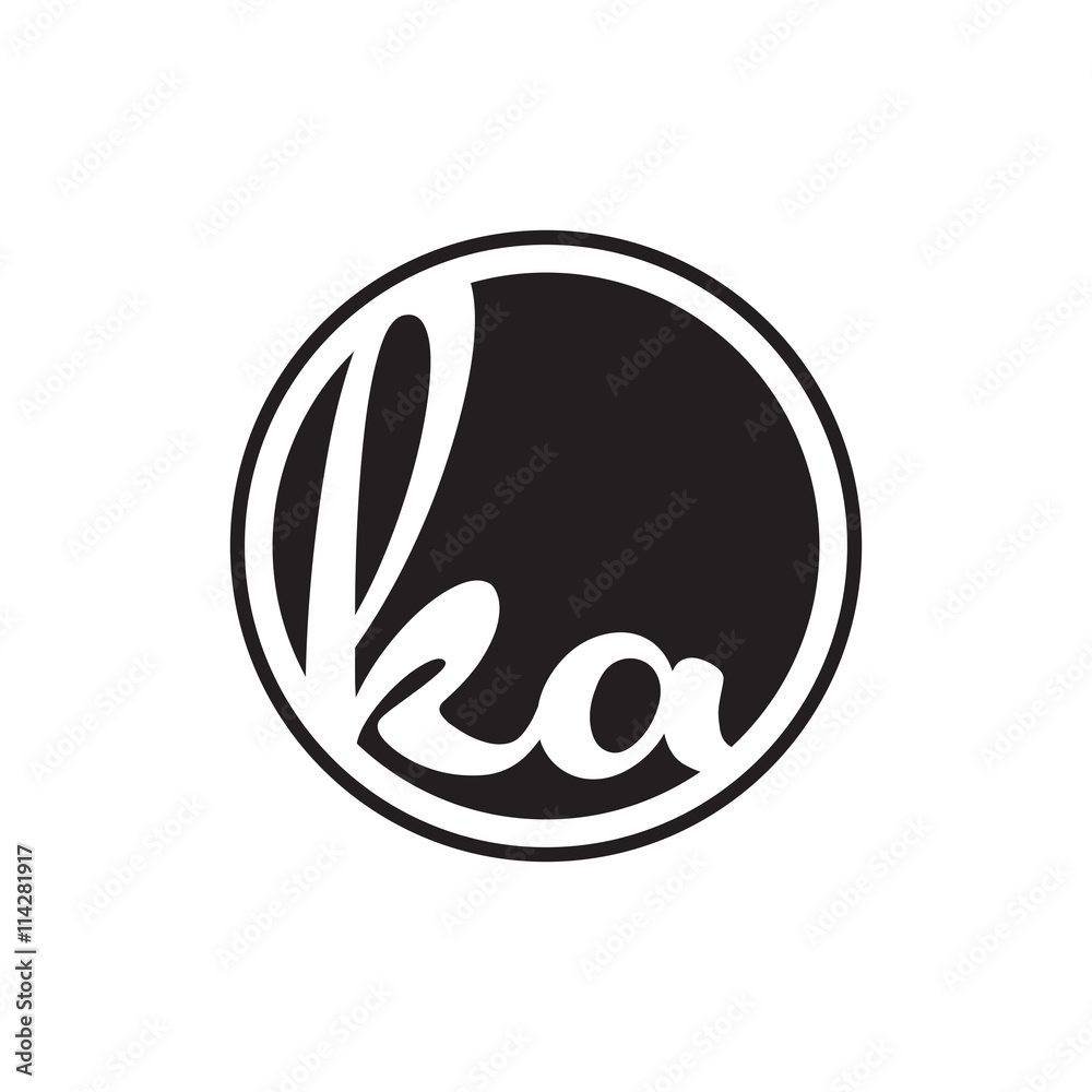 initial letter logo circle with ring ka - obrazy, fototapety, plakaty 