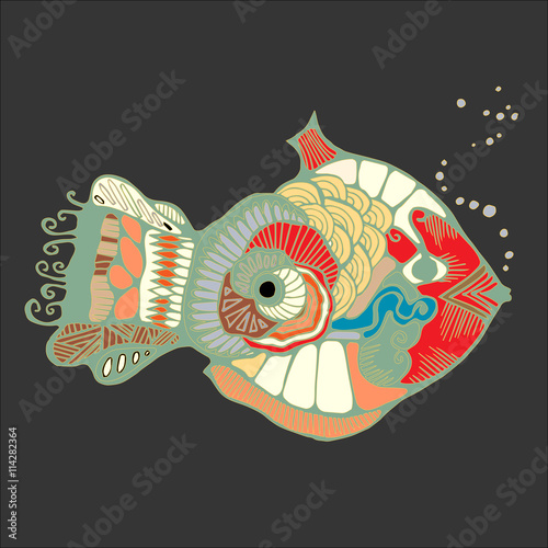 single isolated abstract art fish. stock vector illustration. ca