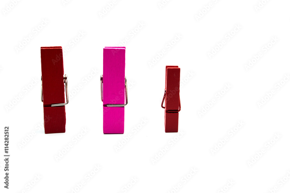 Colorful wooden clothespins isolated on white background Colorful wooden clothespins isolated on white background