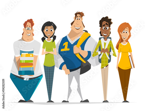 Multinational group team of students teenagers Group photo