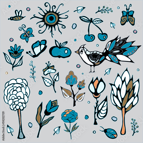 summer day elements set. stock vector. cartoon