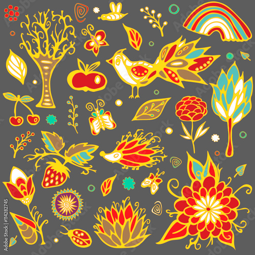 summer day elements set. stock vector. cartoon