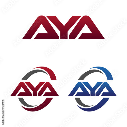Modern 3 Letters Initial logo Vector Swoosh Red Blue aya photo