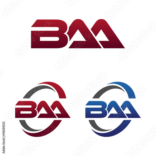 Modern 3 Letters Initial logo Vector Swoosh Red Blue baa
