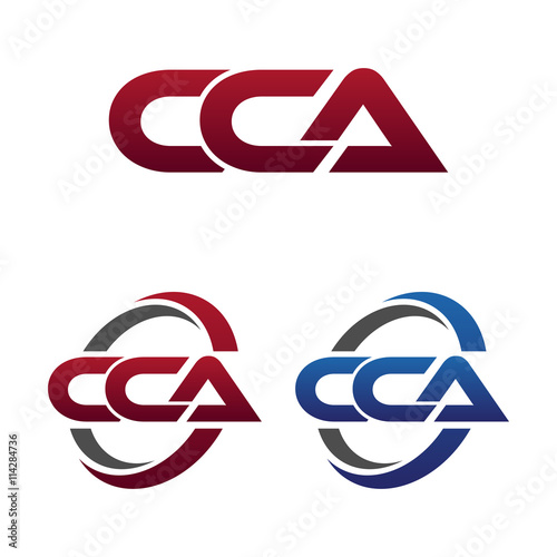 Modern 3 Letters Initial logo Vector Swoosh Red Blue cca photo