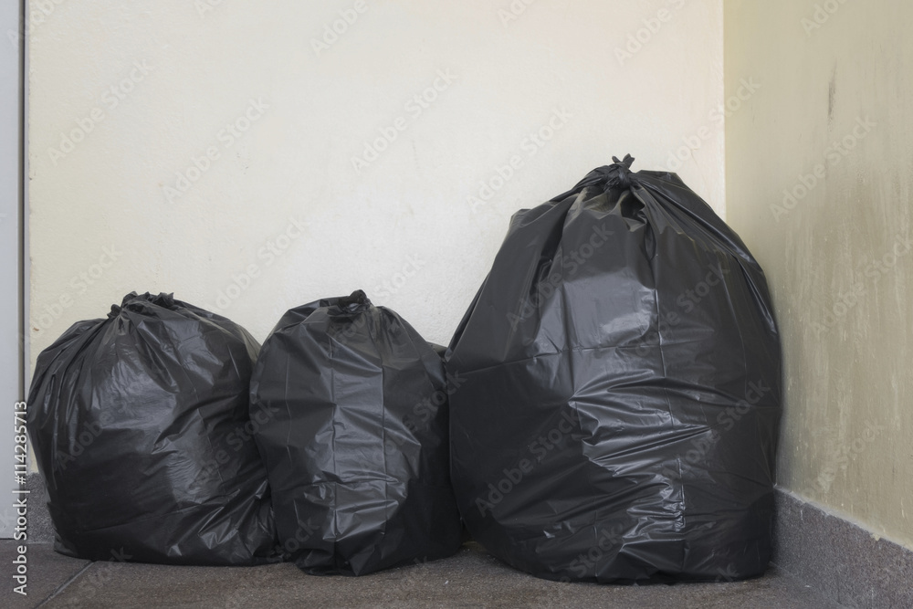 garbage bag on the floor. garbage bag on the floor.