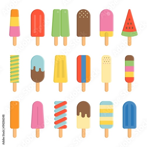 colorful ice cream icon, Popsicle stick icon, flat design