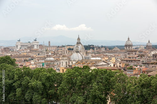 The historic center of Rome seen from Castel Sant'Angelo. Roma, Italy
