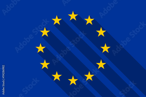 European flag with long shadow
