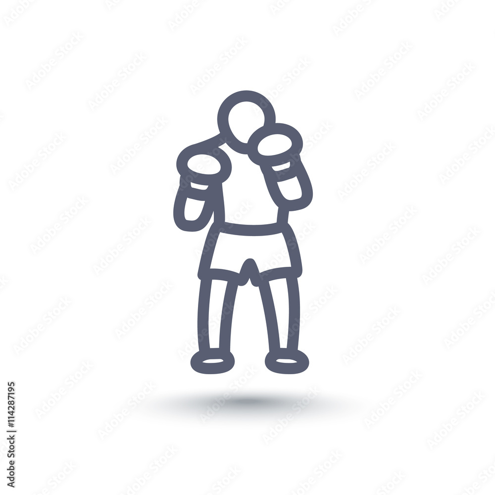 Fototapeta premium Boxer line icon isolated on white, vector illustration