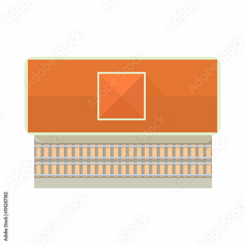 Vászonkép Railroad station top view icon, cartoon style