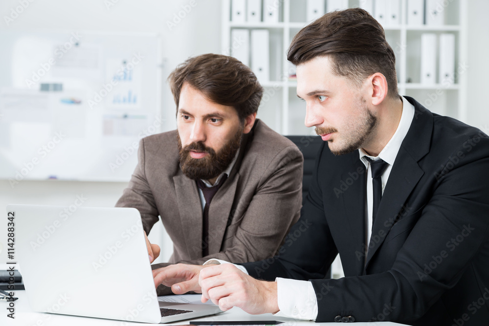 Fototapeta premium Attractive men discussing business project