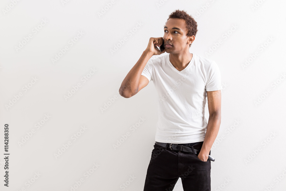 Black guy on phone Black guy on phone
