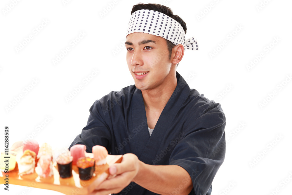 笑顔の寿司職人