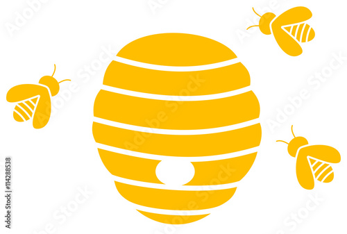 bees with hive photo