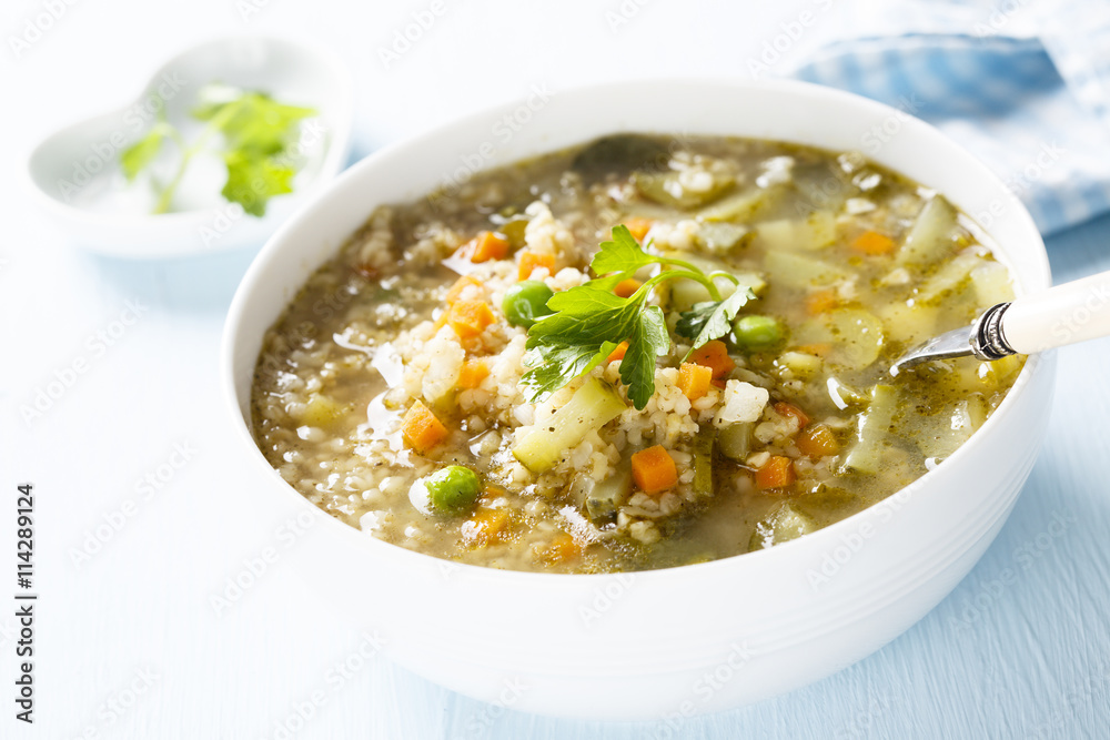 Soup with bulgur and pickled cucumber Soup with bulgur and pickled cucumber