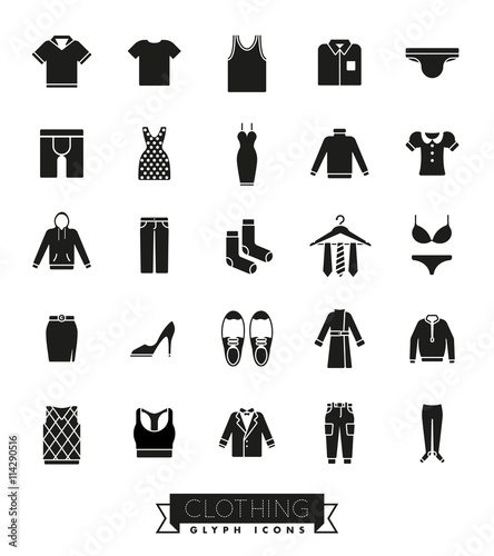 Clothing and Fashion Glyph Icon Set