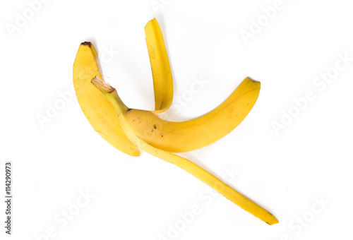Banana peel isolated on white background.