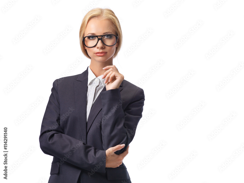 Attractive blond business woman wearing glasses Attractive blond business woman wearing glasses