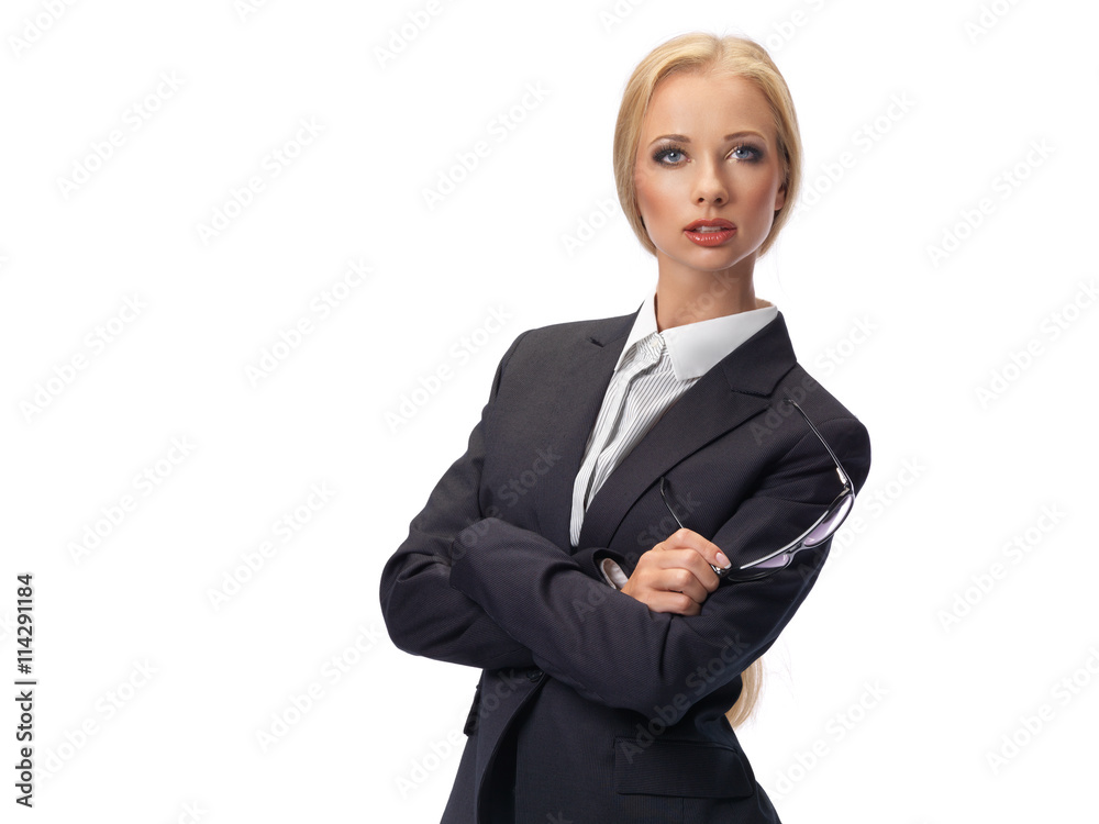 Attractive blond business woman wearing glasses Attractive blond business woman wearing glasses