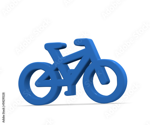 Blue bicycle on white 3d rendering