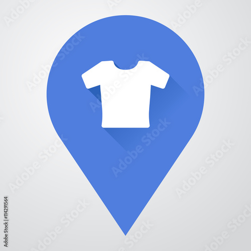 Icono plano localizacion con camiseta con sombra