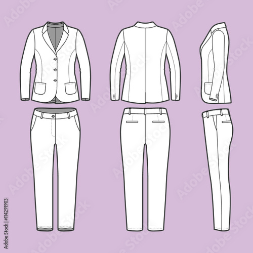Simple outline drawing of a blazer and pants