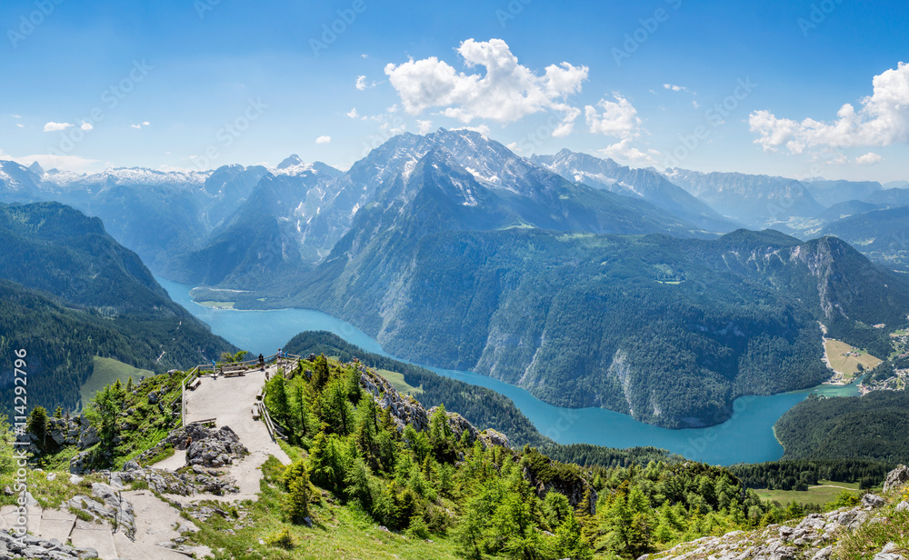Panoramic view from Jenner over the Koenigssee near Berchtesgade
