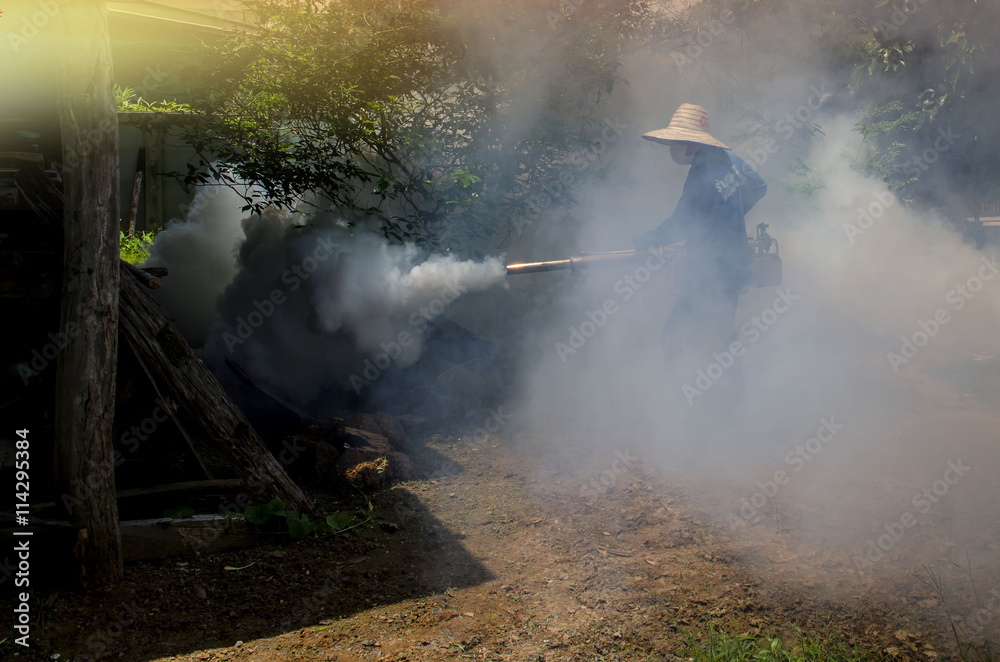 Obraz premium Spray mosquitoes, malaria, influenza