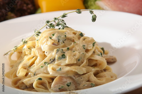 Italian tagliatelle with creamy sauce