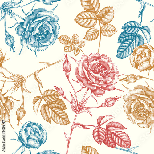 Seamless pattern with roses.
