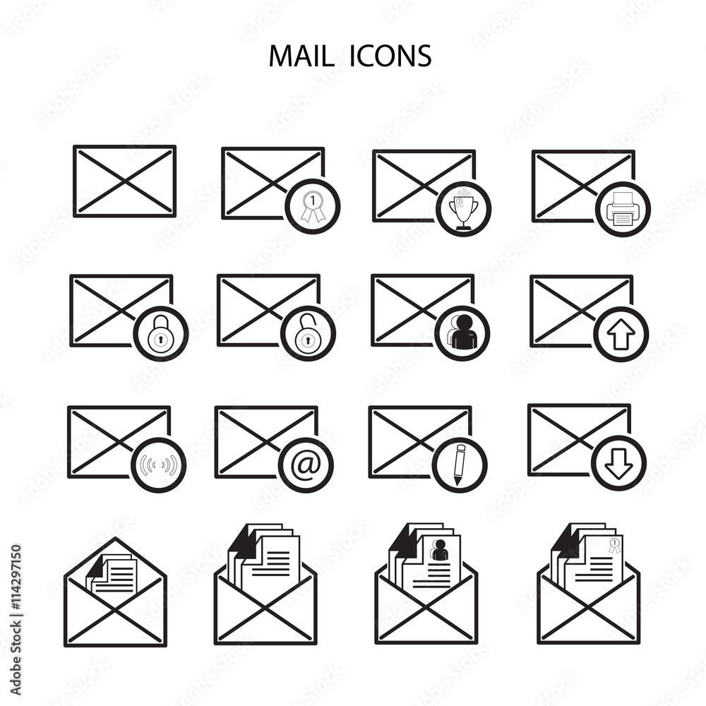 vector line icons set for web mail icons. vector line icons set for web mail icons.
