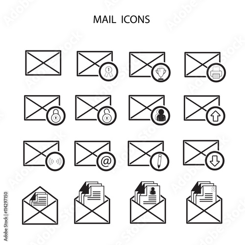 vector line icons set for web mail icons.