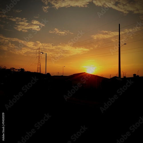 Urban sunset at Guayaquil outskirts