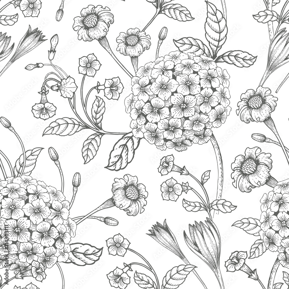 Floral seamless vector pattern. Floral seamless vector pattern.