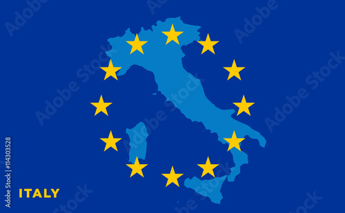 Flag of European Union with Italy on background