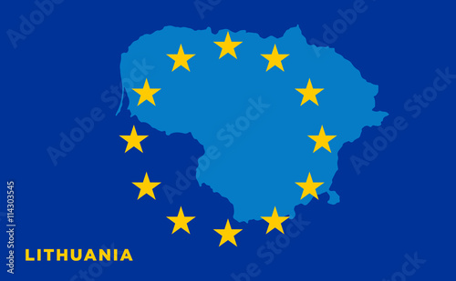 Flag of European Union with Lithuania on background