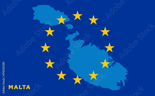 Flag of European Union with Malta on background
