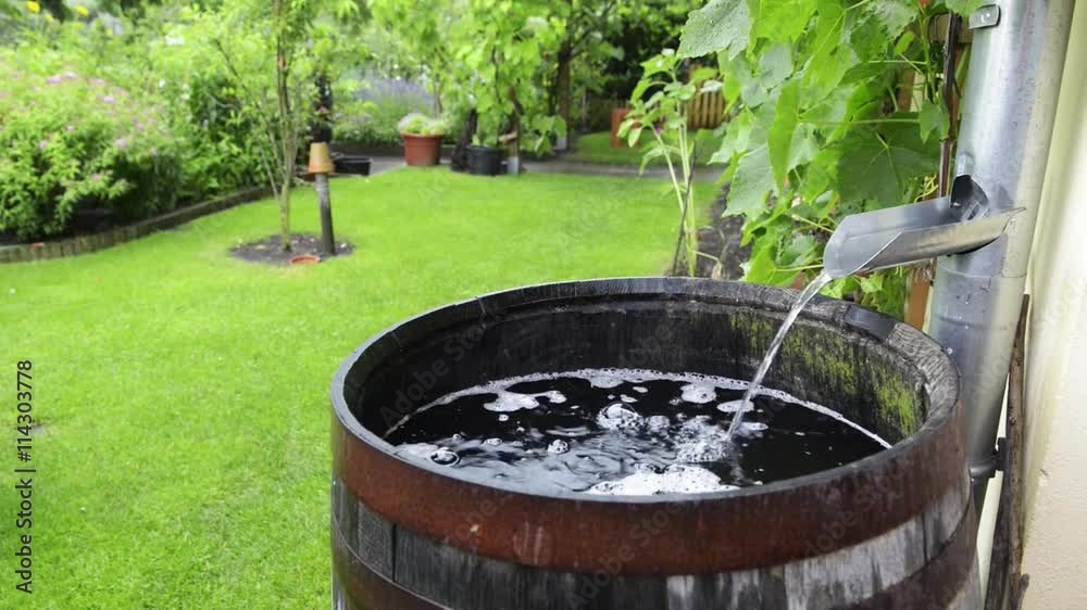 Regentonne im Garten 
