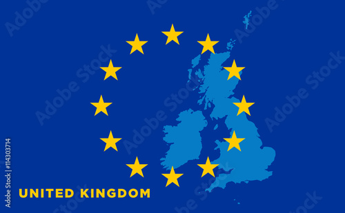 Flag of European Union with United Kingdom on background