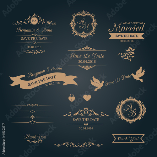 Wedding typography with monograms