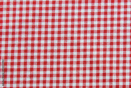 Red and white tablecloth background , plaid fabric texture