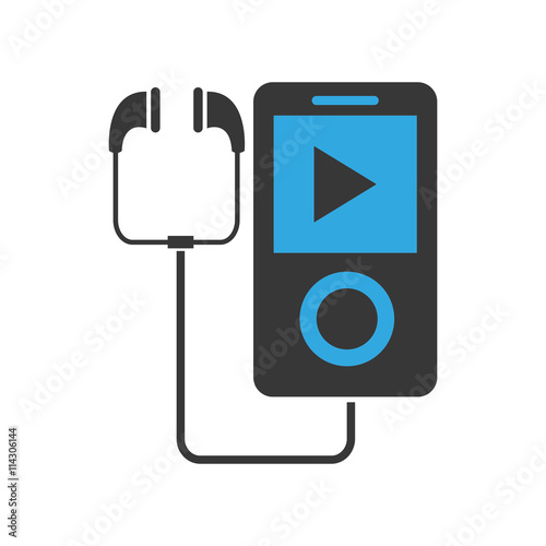 music player with earphones icon photo